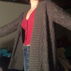Grey cable knit cardigan